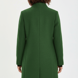 Tailored Wool Button-Front Overcoat with Stand Collar