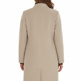 Tailored Wool Button-Front Overcoat with Stand Collar