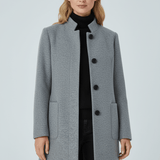 Tailored Wool Button-Front Overcoat with Stand Collar
