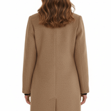 Tailored Wool Button-Front Overcoat with Stand Collar