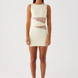 Bodycon Mini Dress with Lace Cut-Out Waist