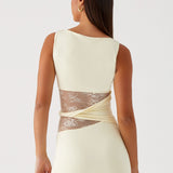 Bodycon Mini Dress with Lace Cut-Out Waist