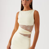 Bodycon Mini Dress with Lace Cut-Out Waist