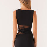 Bodycon Mini Dress with Lace Cut-Out Waist
