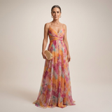 Cut-Out Wrap Maxi Dress with Spaghetti Straps