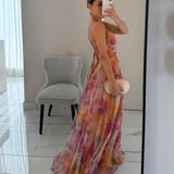 Cut-Out Wrap Maxi Dress with Spaghetti Straps
