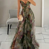 Cut-Out Wrap Maxi Dress with Spaghetti Straps