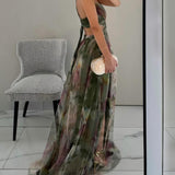 Cut-Out Wrap Maxi Dress with Spaghetti Straps