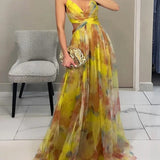 Cut-Out Wrap Maxi Dress with Spaghetti Straps