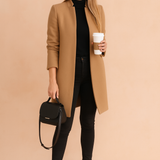 Tailored Longline Coat with Stand Collar