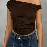 Fitted Ruched One-Shoulder Top