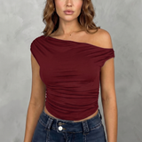 Fitted Ruched One-Shoulder Top