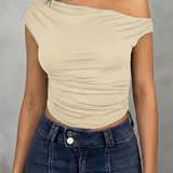 Fitted Ruched One-Shoulder Top