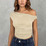 Fitted Ruched One-Shoulder Top