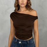 Fitted Ruched One-Shoulder Top