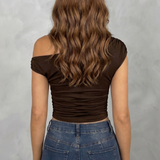 Fitted Ruched One-Shoulder Top