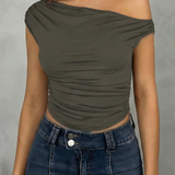 Fitted Ruched One-Shoulder Top