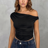 Fitted Ruched One-Shoulder Top