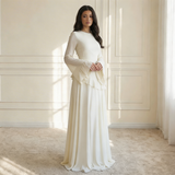 Ruffle A-Line Maxi Dress with Bell Sleeves