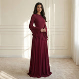 Ruffle A-Line Maxi Dress with Bell Sleeves