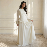 Ruffle A-Line Maxi Dress with Bell Sleeves