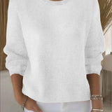 Oversized Crew Neck Knit Sweater with Ribbed Trim