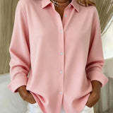 Oversized Button-Up Blouse with Long Sleeves