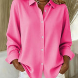 Oversized Button-Up Blouse with Long Sleeves