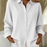 Oversized Button-Up Blouse with Long Sleeves