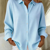 Oversized Button-Up Blouse with Long Sleeves