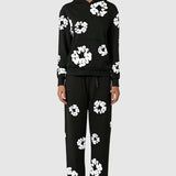 Women's Floral Print Tracksuit with Pullover Hoodie and Drawstring Jogger Pants