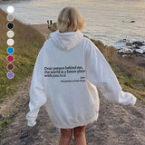 Women's Graphic Hoodie with Inspirational Quote Back Print and Long Sleeves