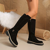 Women's Knee High Boots with Side Zipper and Chunky Lug Sole