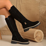 Women's Knee High Boots with Side Zipper and Chunky Lug Sole