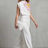 Sleeveless High-Neck Top with Floral Print