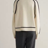 Turtleneck Knit Sweater with Contrast Trim