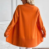Open-Front Long Cardigan with Patch Pockets and Ribbed Cuff