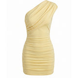 One-Shoulder Ruched Bodycon Mini Dress