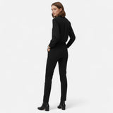 Collared Long-Sleeve Blouse with V-Neck
