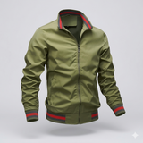 Zip-Up Track Jacket with Striped Collar