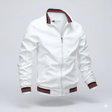 Zip-Up Track Jacket with Striped Collar