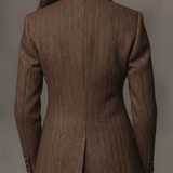 Tweed Blazer with Contrast Trim and Button Front