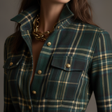 Belted Plaid Maxi Shirt Dress with Collar and Button Front