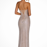 Draped Strapless Sequin Mermaid Maxi Dress