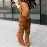 Knee-High Suede Boots with Side Zip