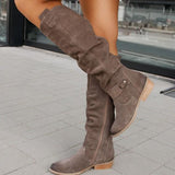 Knee-High Suede Boots with Side Zip
