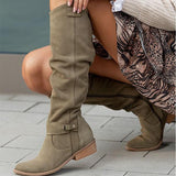 Knee-High Suede Boots with Side Zip