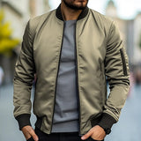 Zip-Up Bomber Jacket with Sleeve Pocket