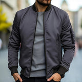 Zip-Up Bomber Jacket with Sleeve Pocket