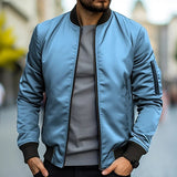 Zip-Up Bomber Jacket with Sleeve Pocket